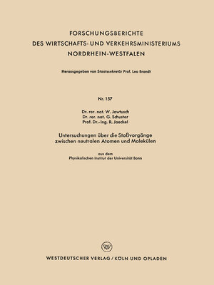 cover image of Untersuchungen über die Stoßvorgänge zwischen neutralen Atomen und Molekülen